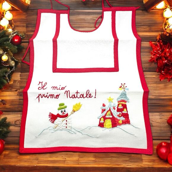 New Baby Bib Embroidered “Il mio primo Natale!” My First Christmas Made in Italy - Picture 1 of 6